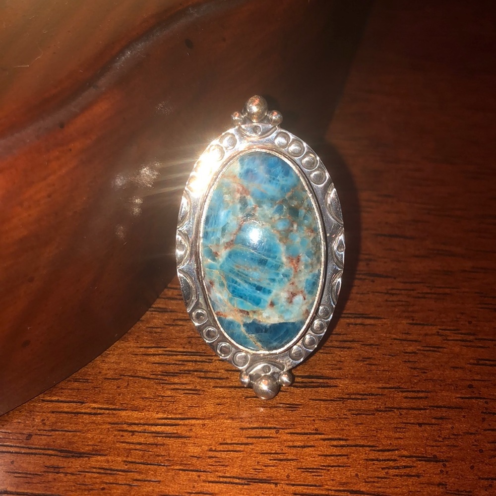 NEW Artisan Made Apatite and sterling silver ring